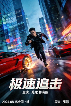 动作电影海报：城市追逐场景