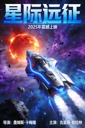 科幻电影海报：太空飞船航行